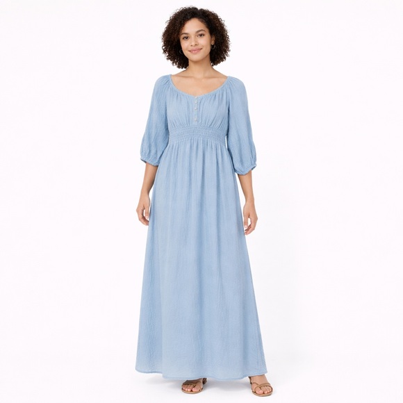 J. Crew Dresses & Skirts - J.Crew Blue Cotton Maxi Dress | Size Small | Lined Smocked Waist | NWOT